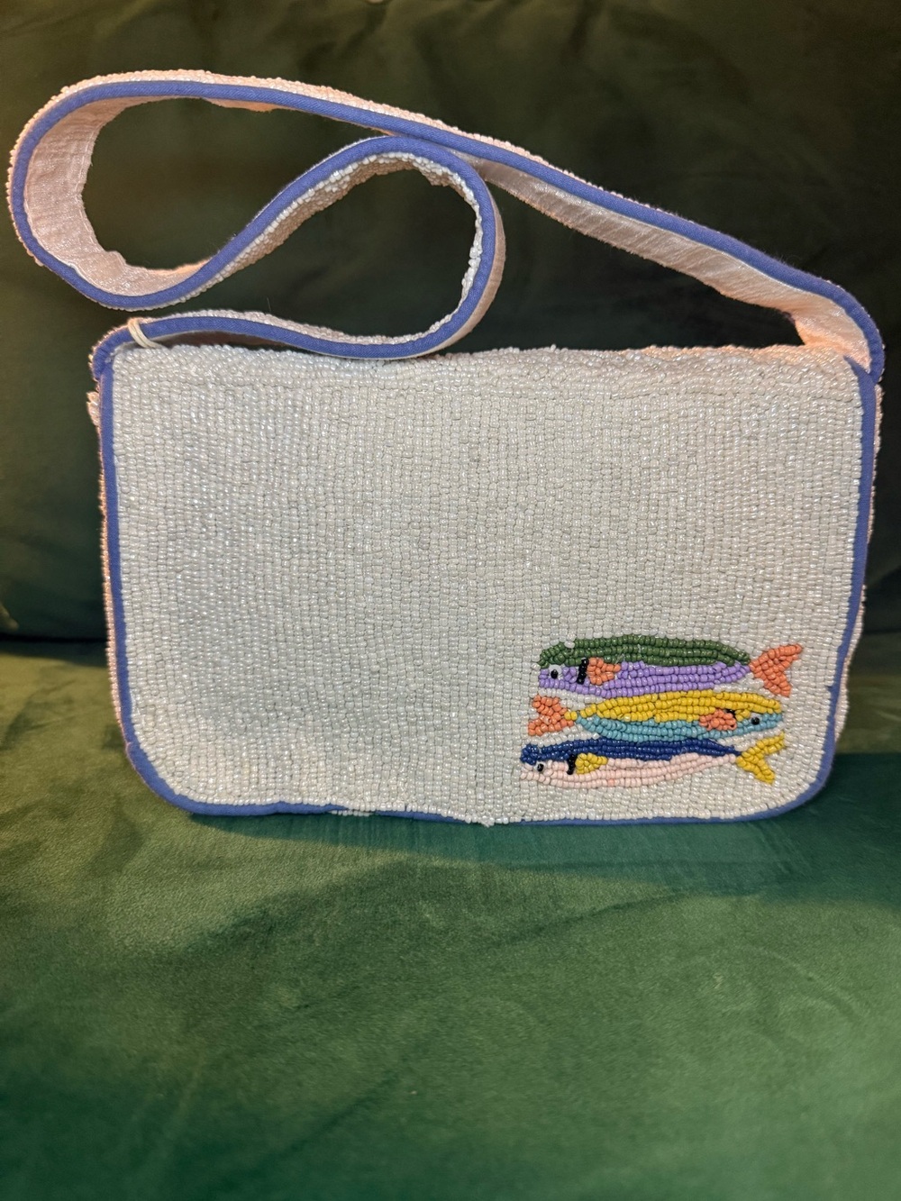 🐠 NWT Sol and Mer Beaded White With Colourful Fish Shoulder Bag - Picture 3 of 7